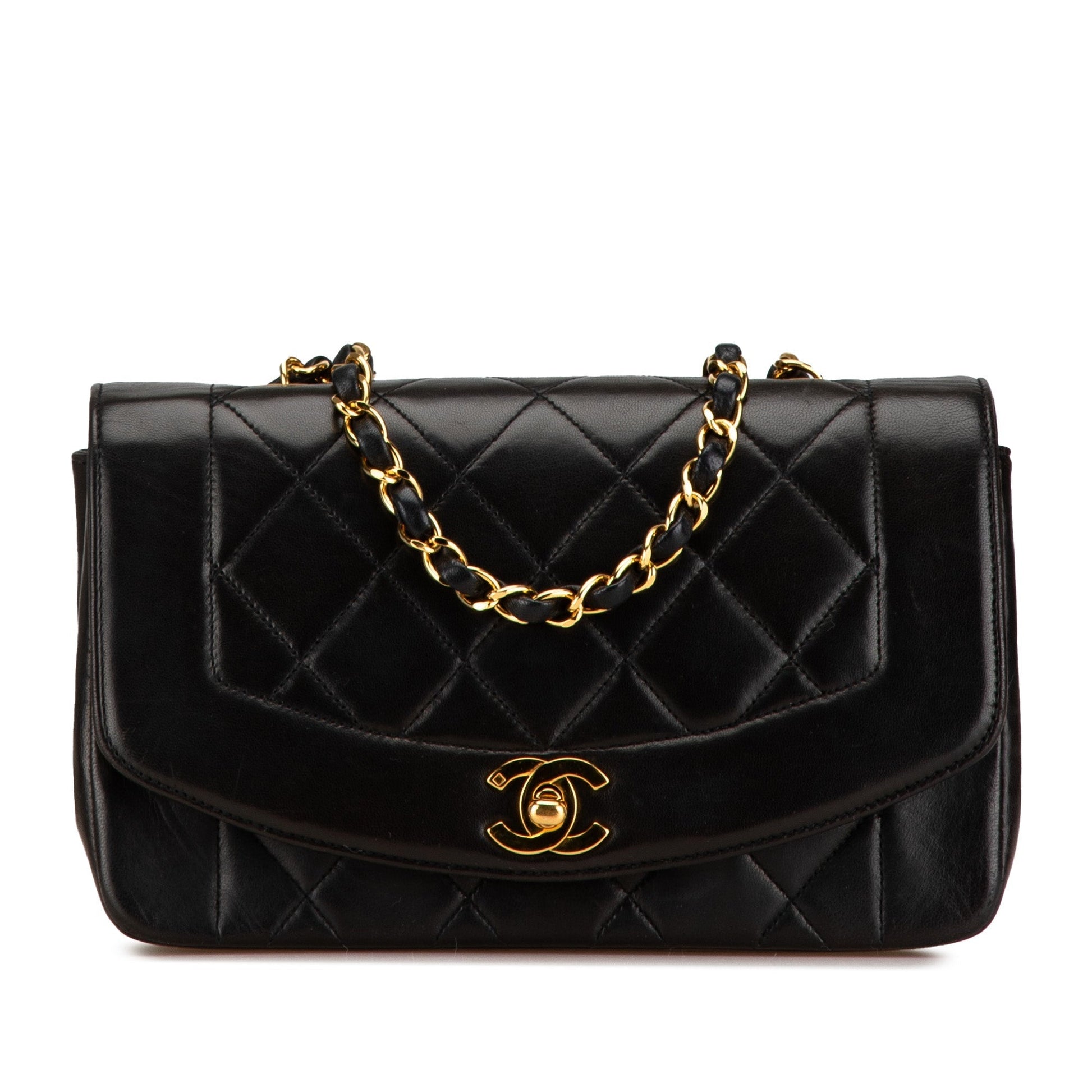Black Chanel Medium Lambskin Diana Flap Crossbody Bag