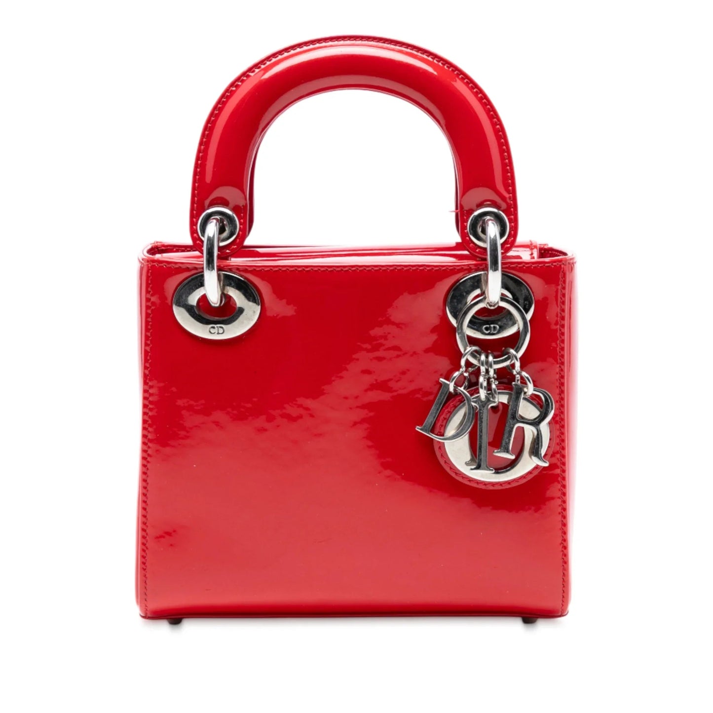 Dior Handbag Lady Satchel Patent Red Mini Satchel Bag