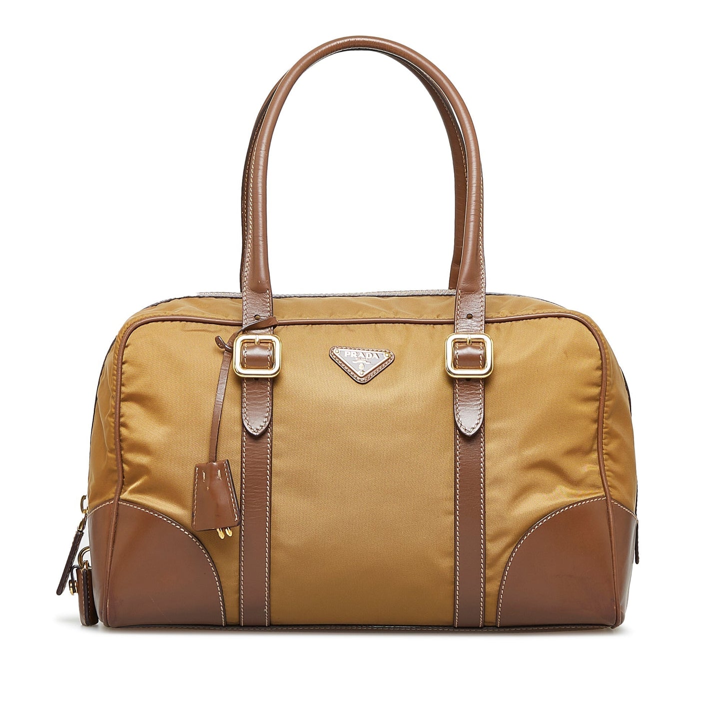 Prada Tessuto Handbag Fabric Brown Travel Bag