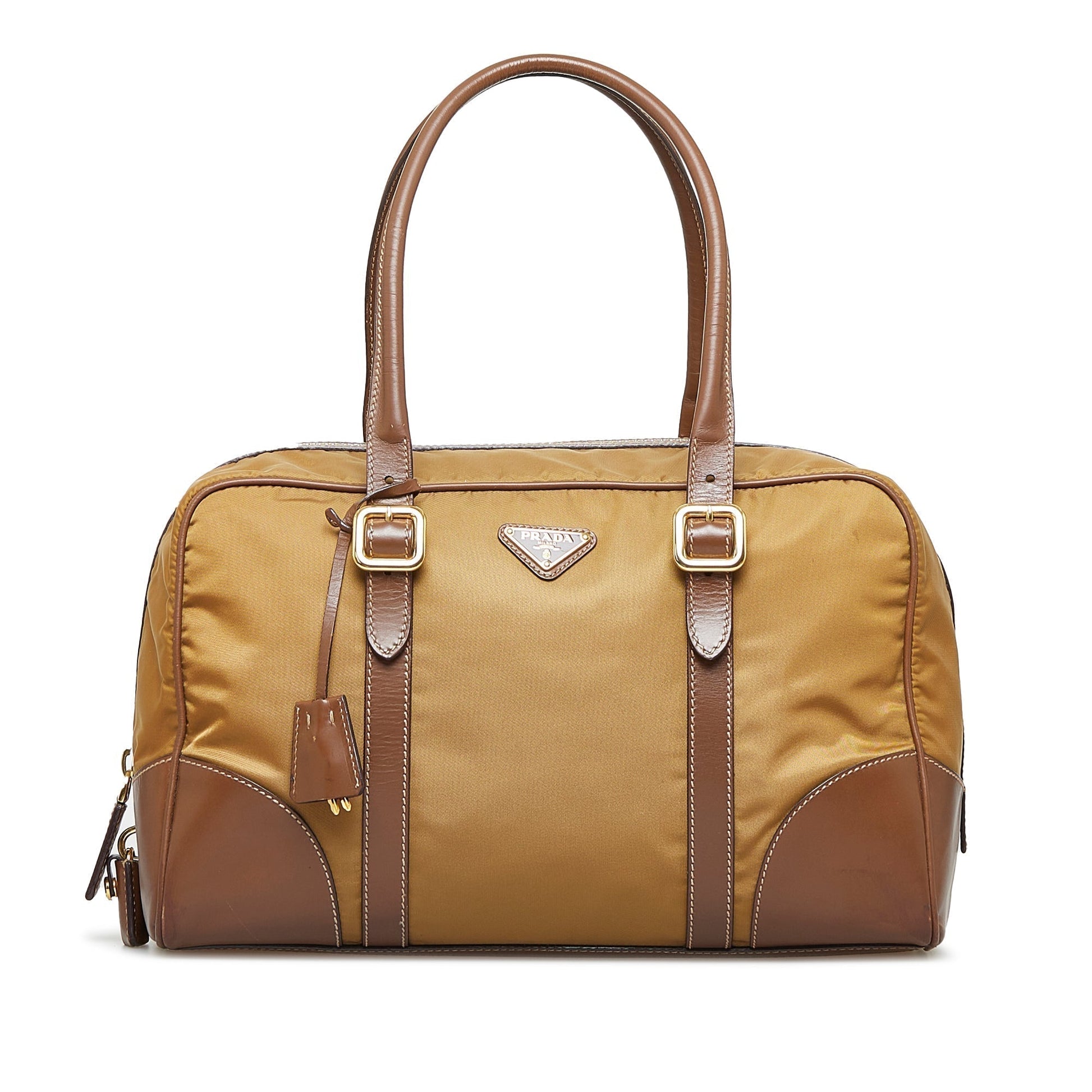Prada Tessuto Handbag Fabric Brown Travel Bag