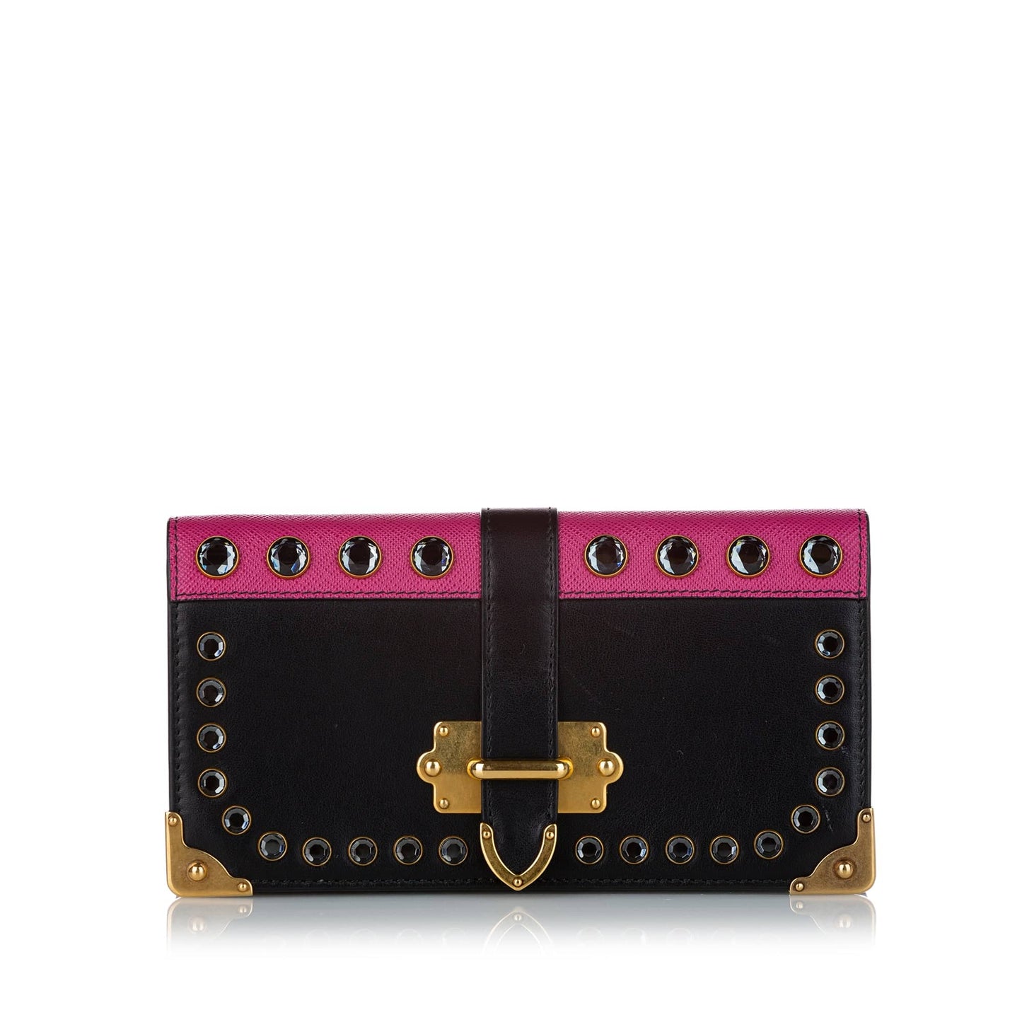 Prada Cahier Crossbody Bag Studded Leather Black Mini