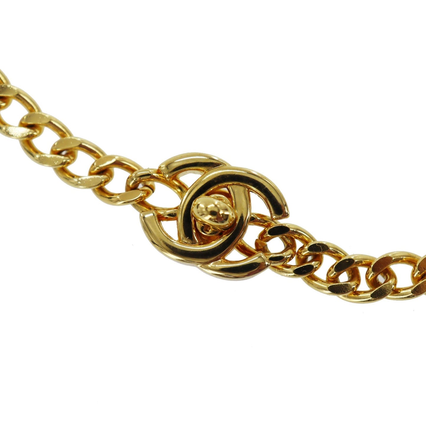 CHANEL Logo Chain Long Necklace Gold France 96P #BT361