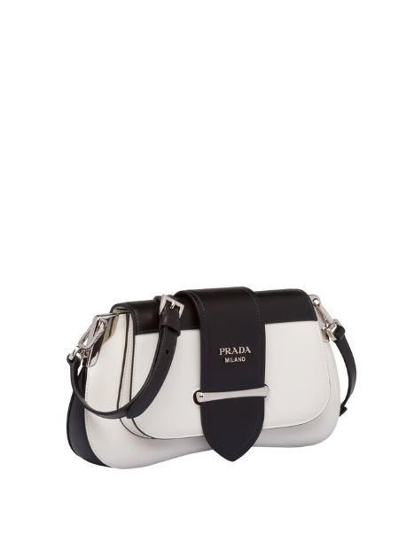 Prada Sidonie Shoulder Bag Leather Black White