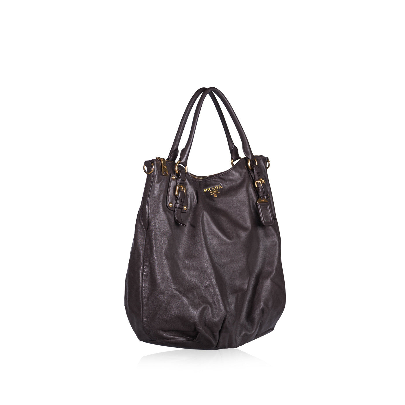 Prada Bruciato Cervo Bauletto Shoulder Bag Leather