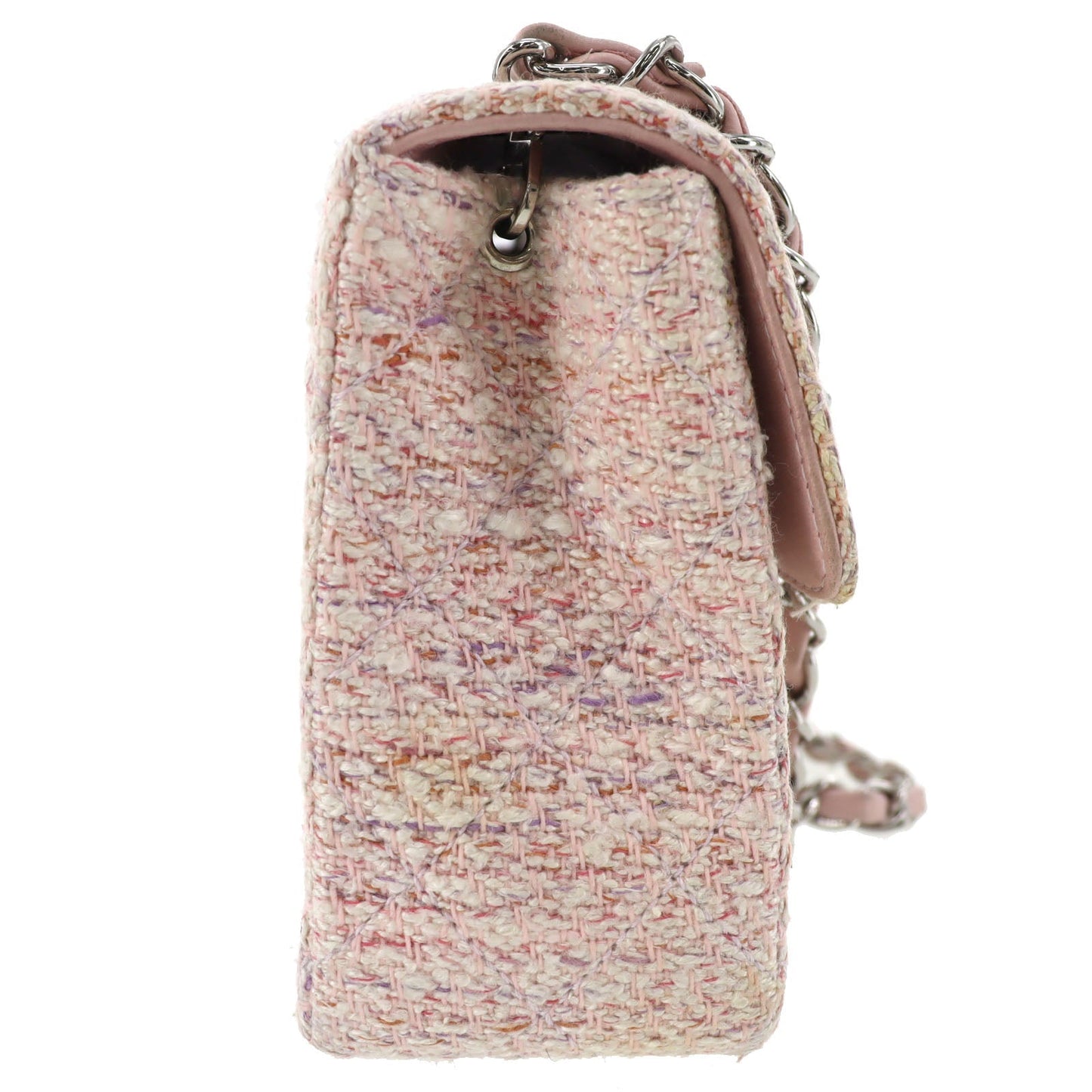 CHANEL Matelasse  Shoulder Bag Crossbody Pink Tweed Canvas #BN932