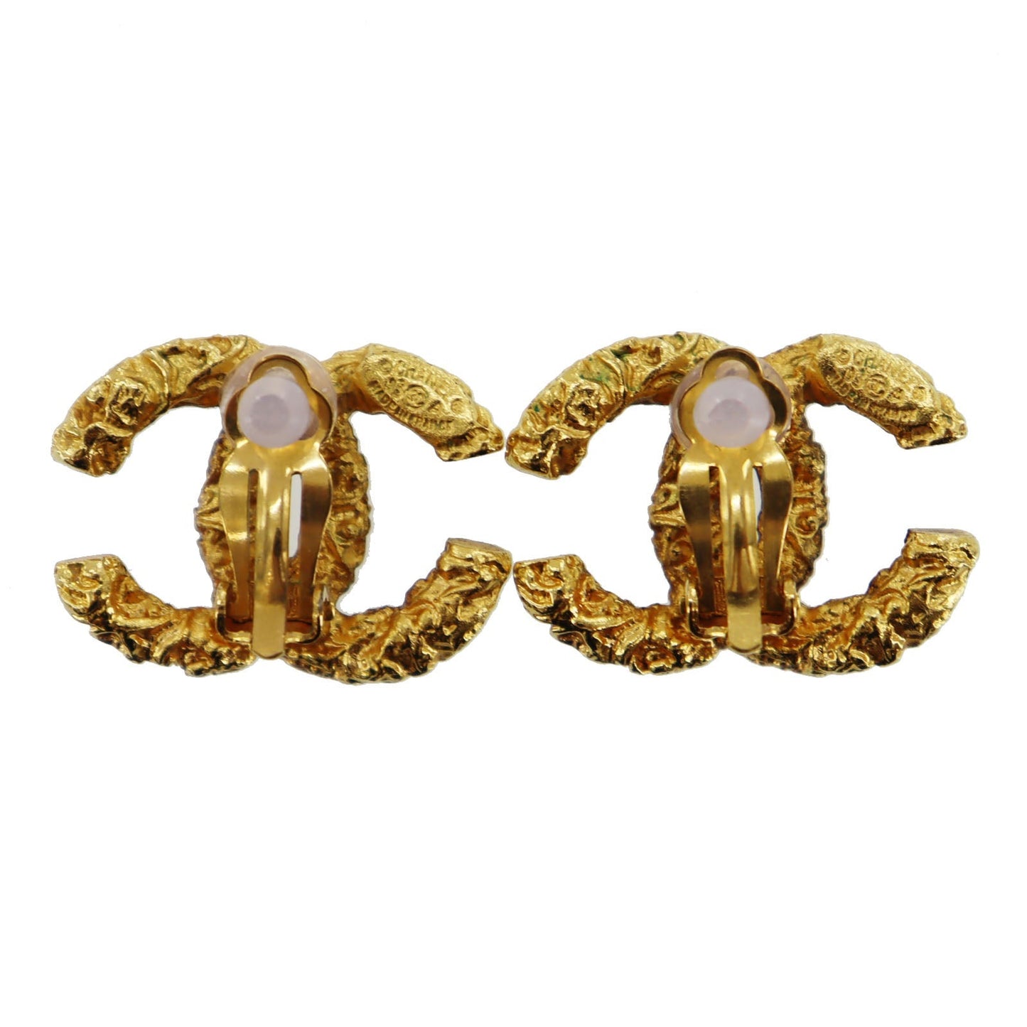 CHANEL CC Logos Earrings Gold Clip-On   03A  #AG849