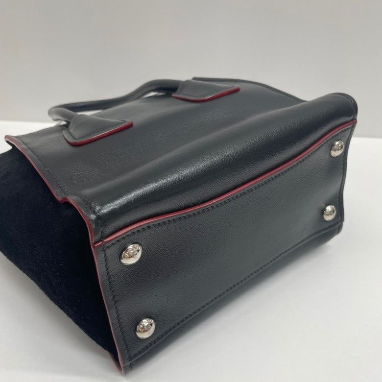 Prada Twin Pocket Tote Bag Leather Black