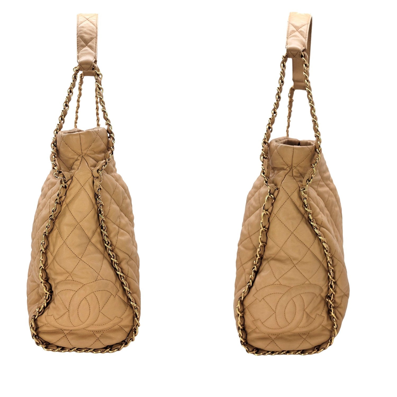 Chanel Quilted Chain Me Hobo Beige Clair