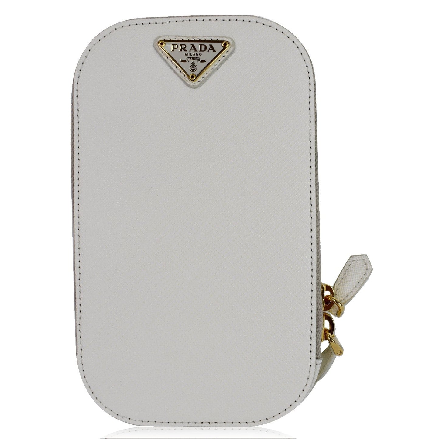 Saffiano Triangle Crossbody Phone Pouch Bag Leather White Crossbody Bag