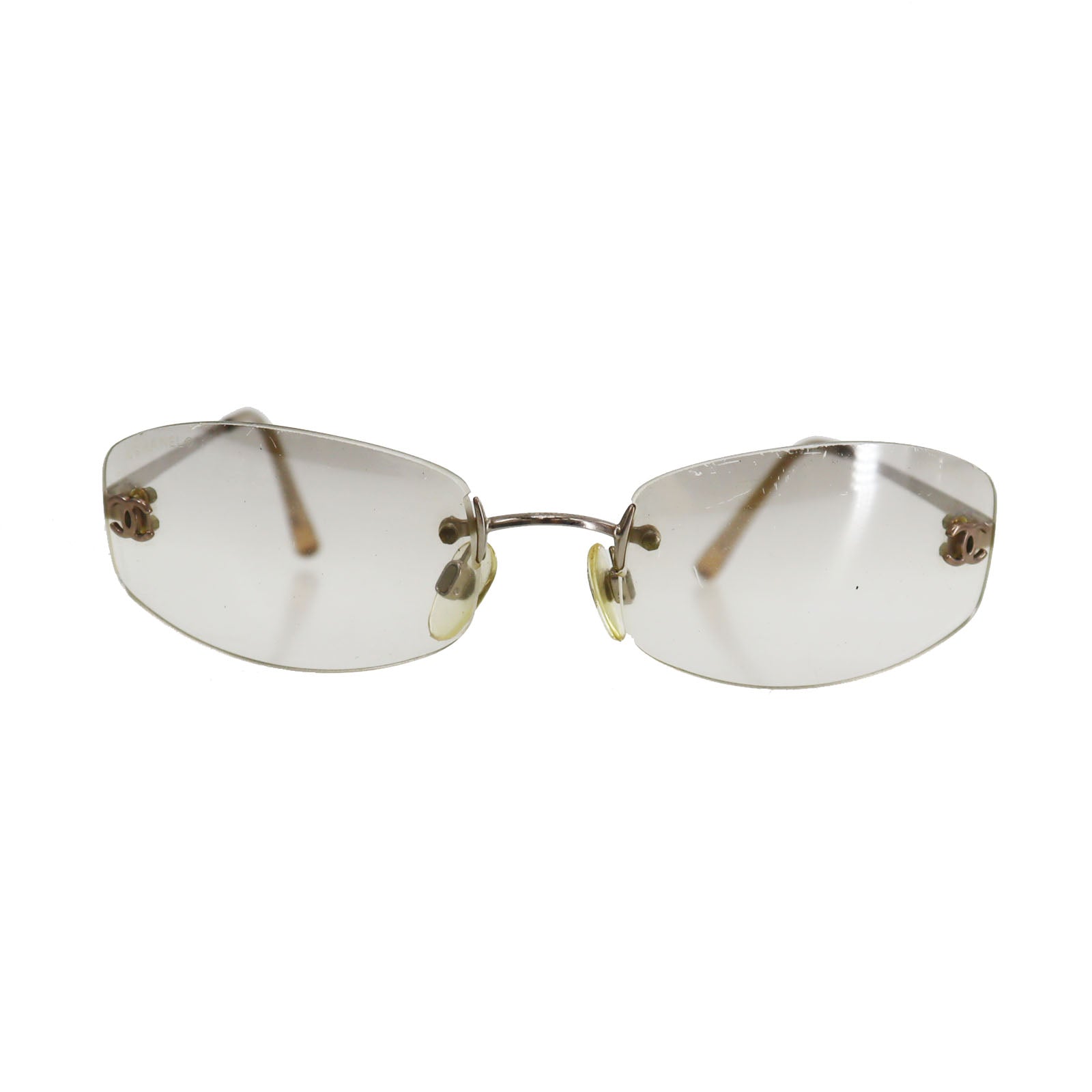 CHANEL  CC Logos Sunglasses Gray Clear Eye Wear c194/61 54??19 #CY850