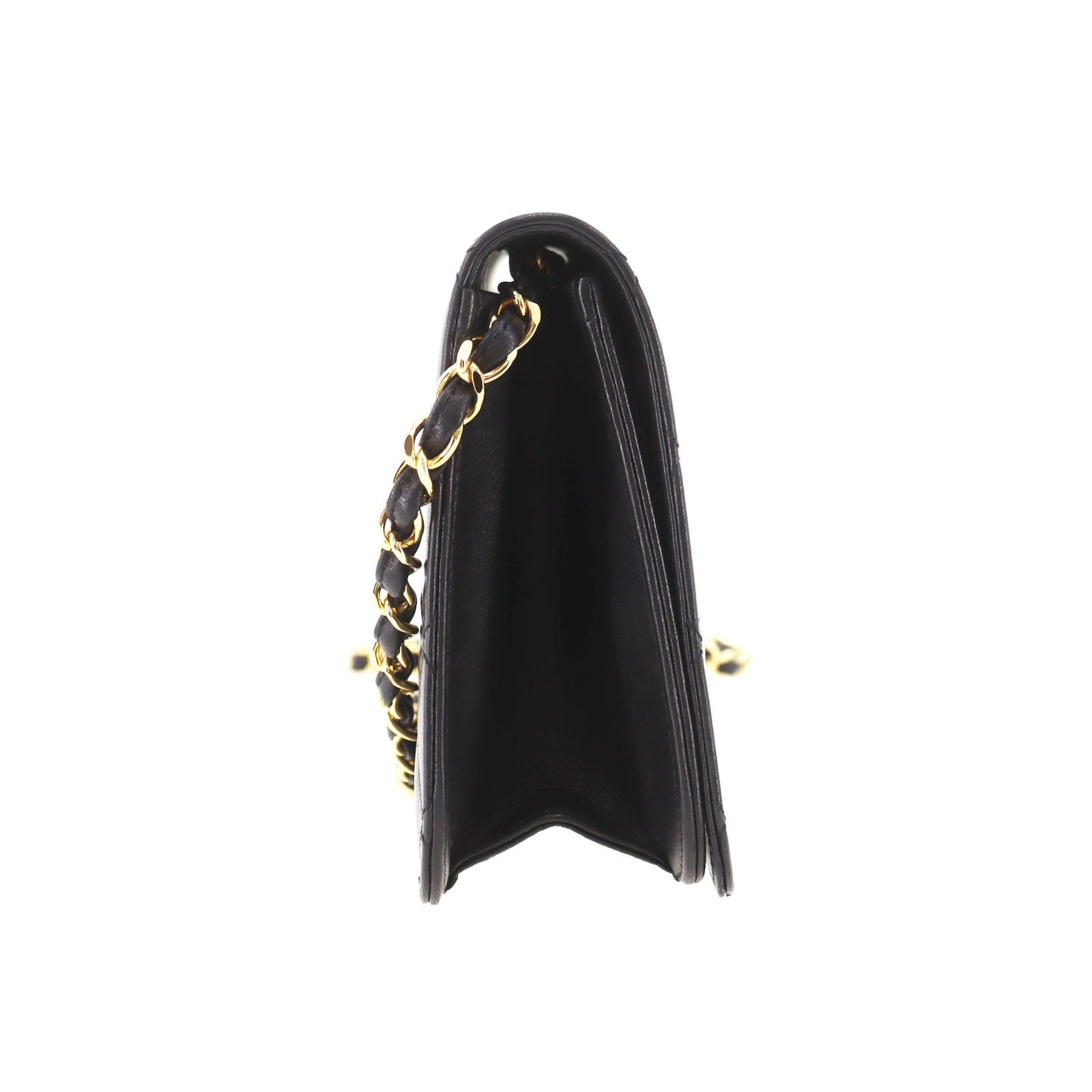 CHANEL Matelasse  Shoulder Bag Black Lambskin Leather #DA912