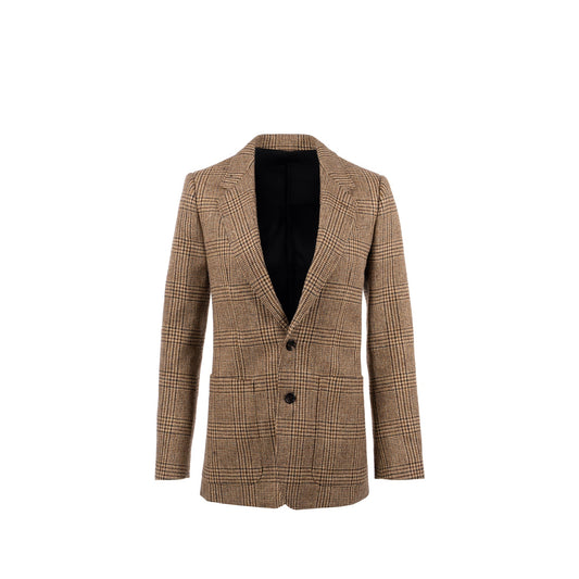 Celine Size Houndstooth Blazer Wool Handbag Brown Green Travel Bag