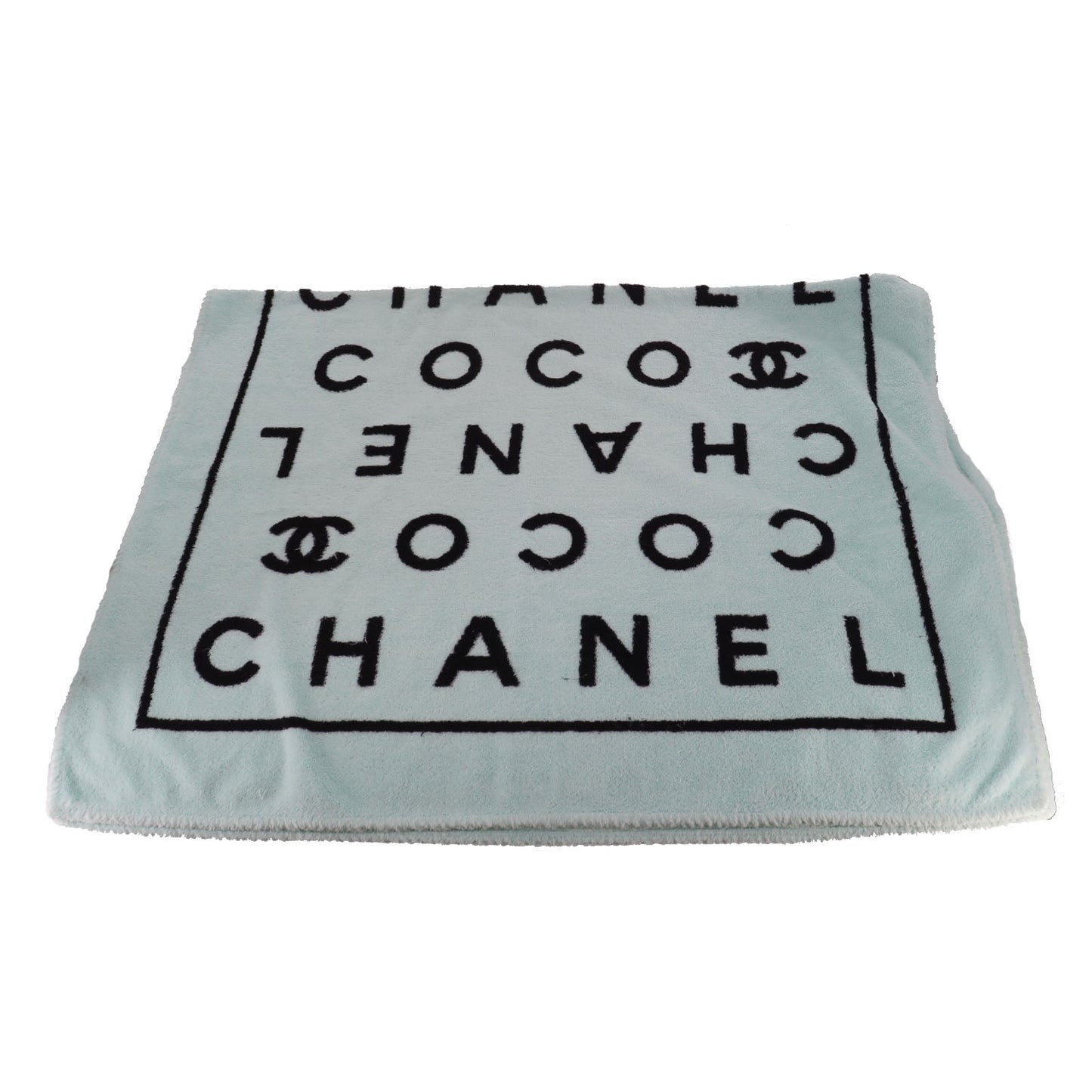 CHANEL CC Logos Large Beach Towel 100% Cotton Pile Light Blue #AH160