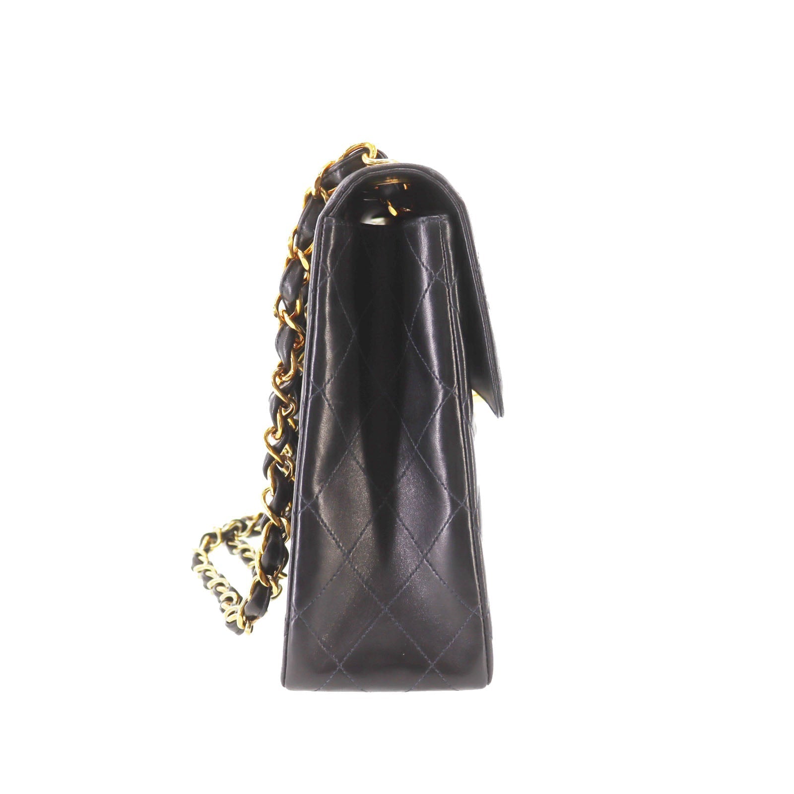 CHANEL Matelasse  Shoulder Bag Black Lambskin Leather #CX813