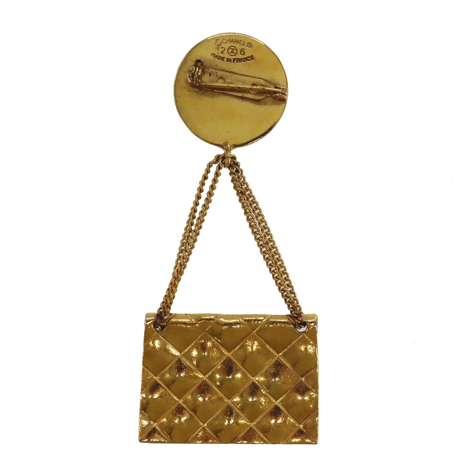 CHANEL CC Logo  Matelasse Swing Pin Brooch Gold Plated 26   #BX144 S