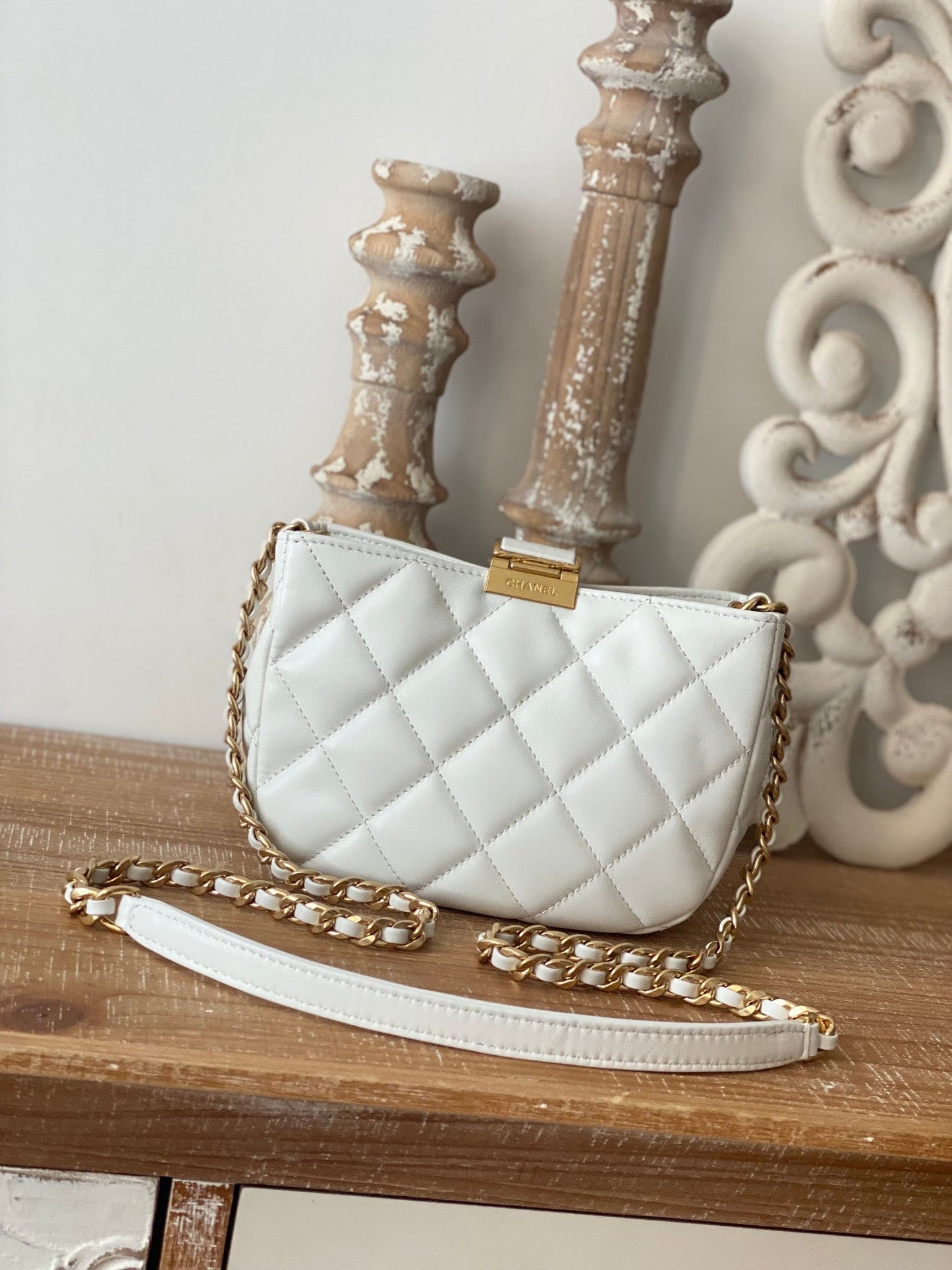 CHLSmall Hardware , ’s , White Gold Shoulder Bag