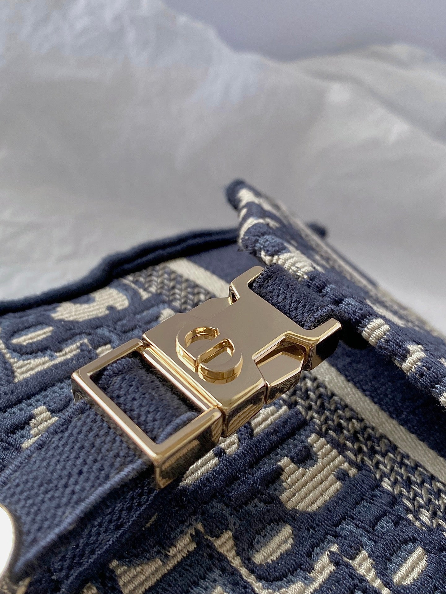 Oblique Embroidery Cd Blue Small Crossbody Bag