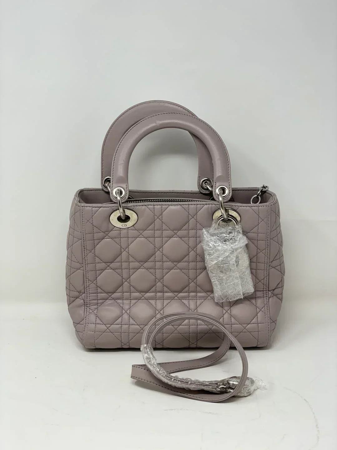 Dior Handbag Cannage Lady Grey B13-20 Lambskin Gray Medium