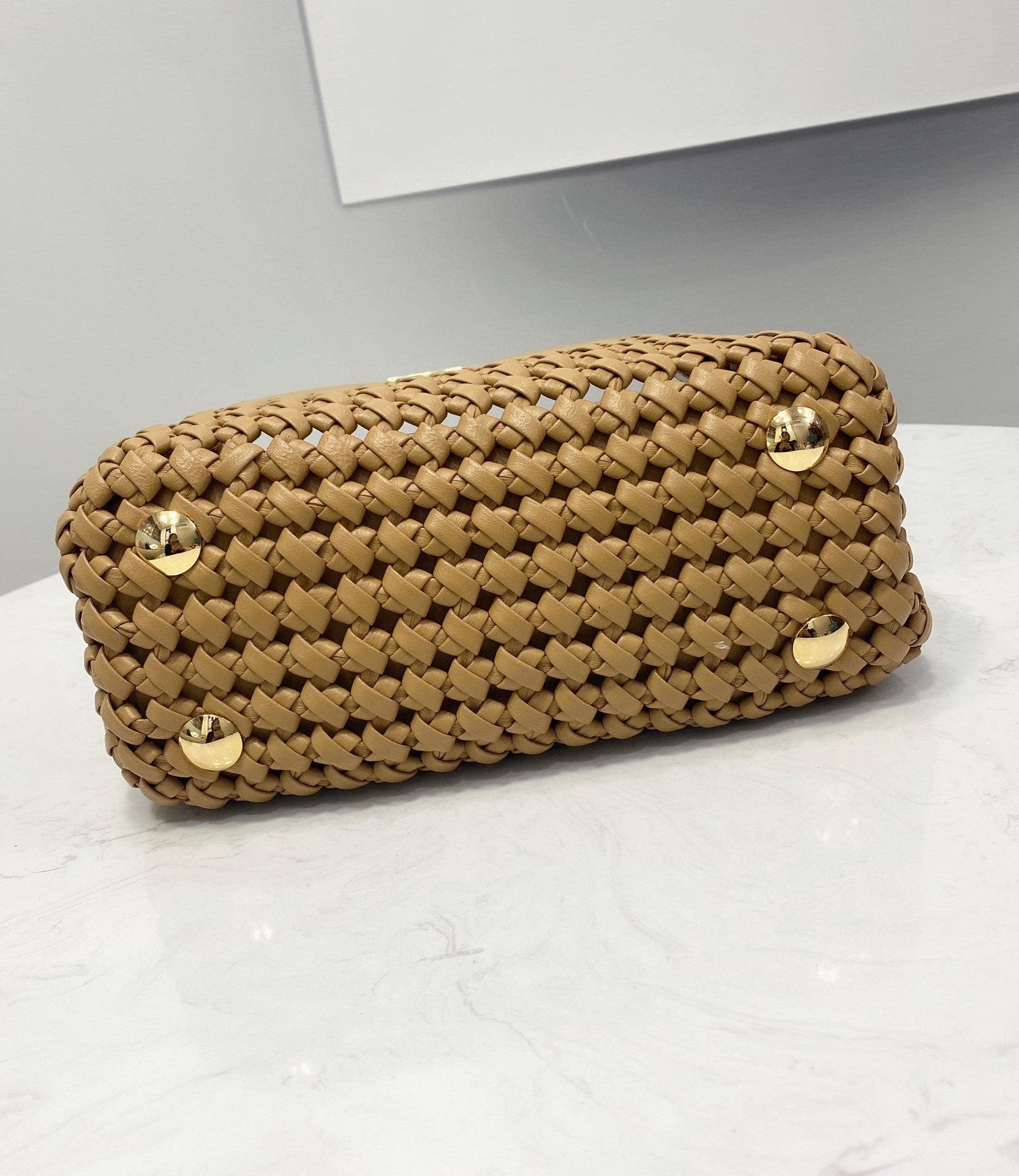 Light Braided Brown Mini Travel Bag