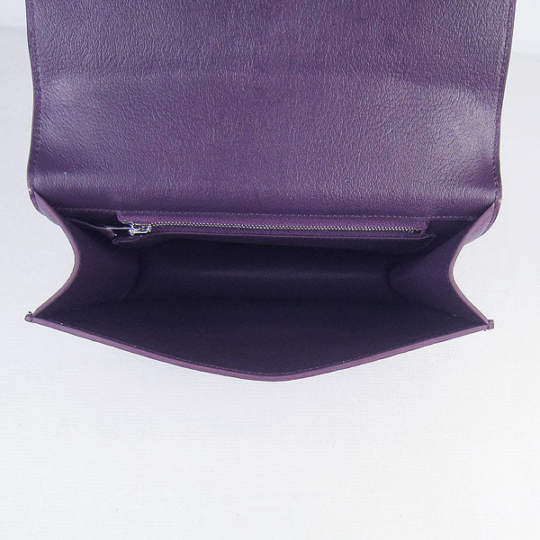 Hermes Luxury Constance Cowskin Bag H Purple Leather Silver Travel Bag