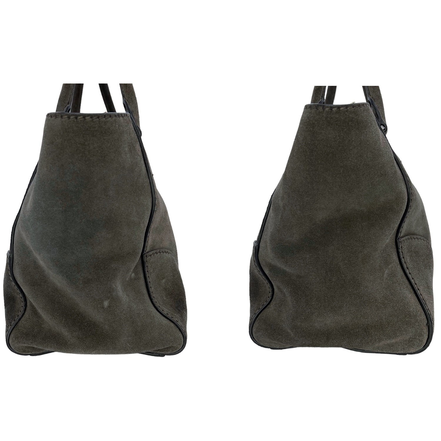 Prada Grey Twin Pocket Tote Suede Gray Tote Bag