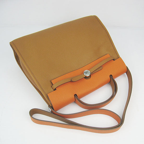 Hermes Luxury Herbag Way Cow Coffee Leather Travel Bag