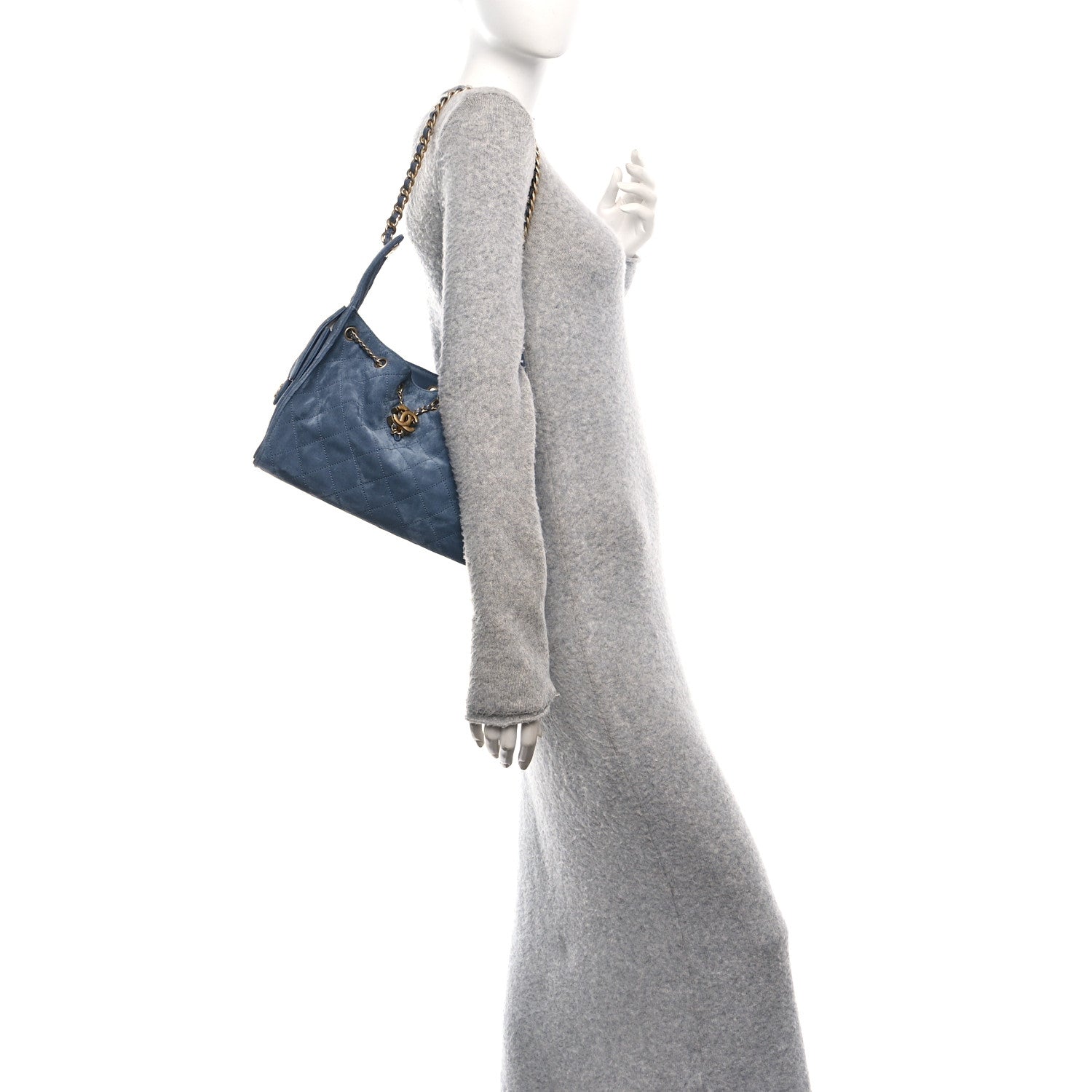 Suede Quilted Small Chanel 25 Handbag Blue 3