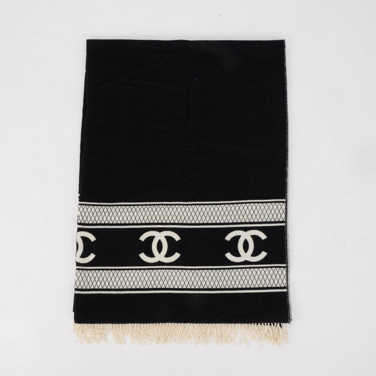 Chanel Black & White Cashmere CC Reversible Blanket Handbag