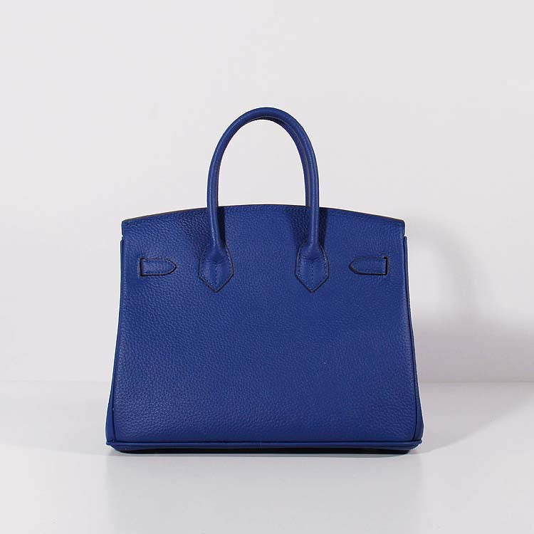 Hermes Luxury Cm Birkin Bag Togo With Strap Leather Blue Travel Bag Blue Gold