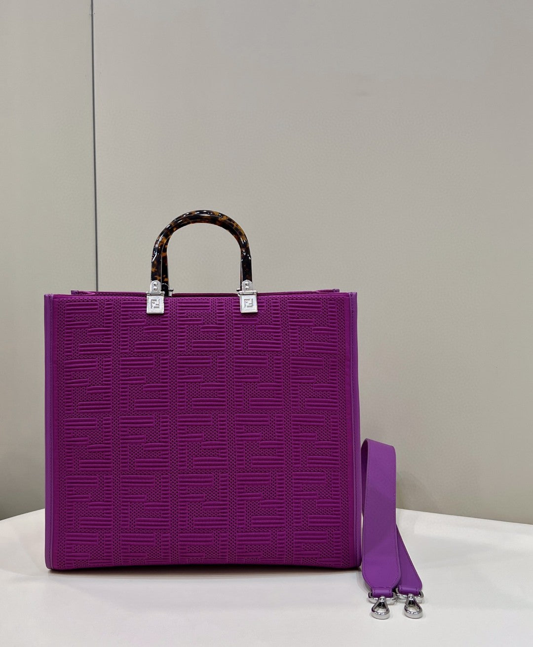Fendi Sunshine Metop Qualityum Purple Ff Tote Bag