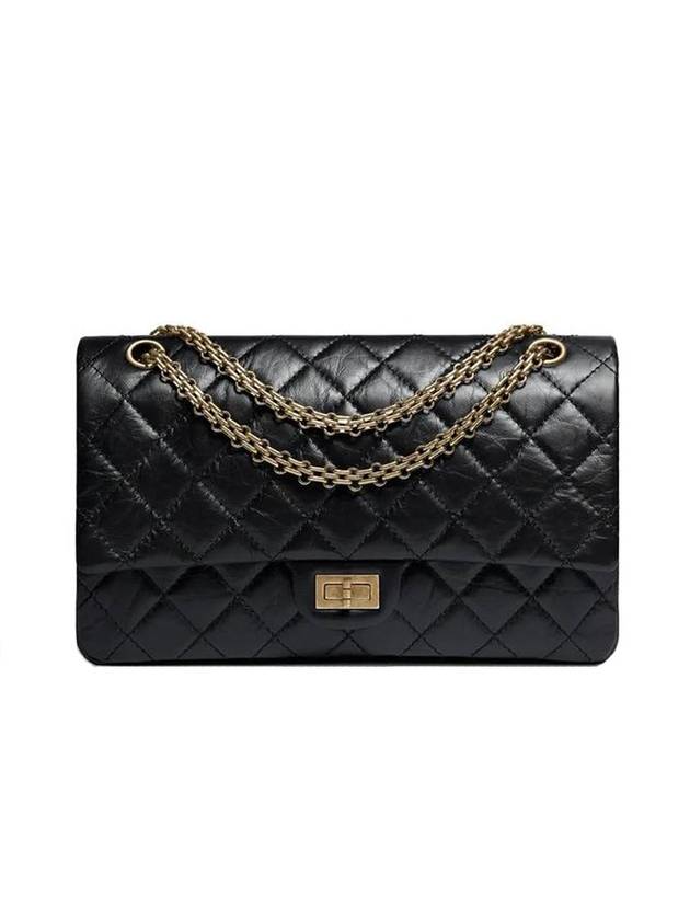 255   Calfskin Gold Tone Metal Large Flap Shoulder Bag Black Chanel