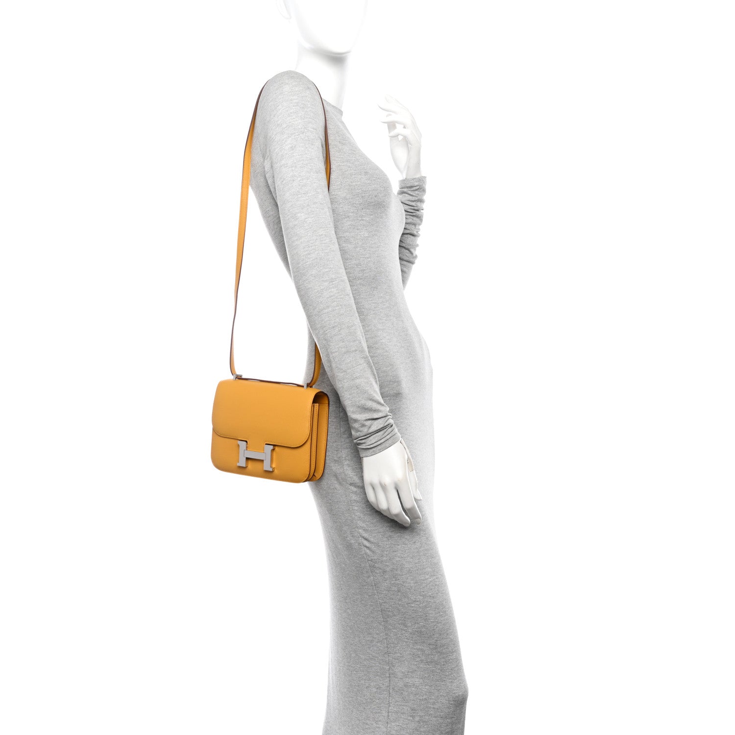 Hermes Epsom Constance Jaune Ambre Handbag Travel Bag