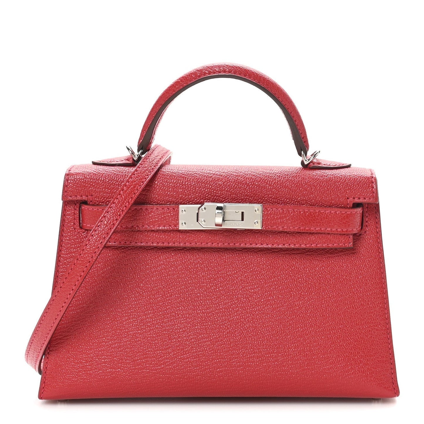 Hermes Chevre Mysore Verso Kelly Sellier Rouge Cas Ue Mini Travel Bag