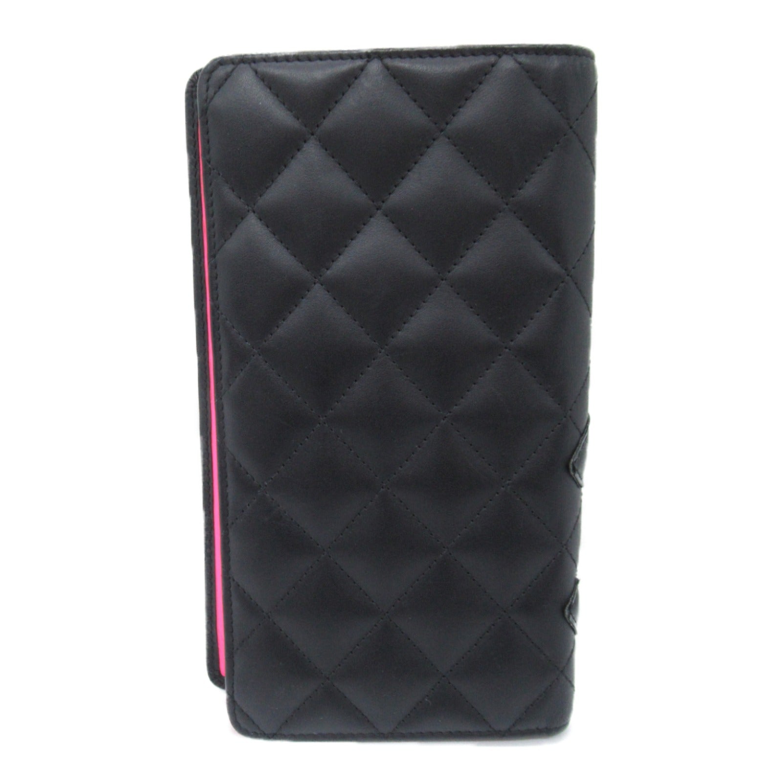 CHANEL Combon Line ZIP Long Wallet Two Fold Wallet Wallet Leather Emmeline  Black / Black ??