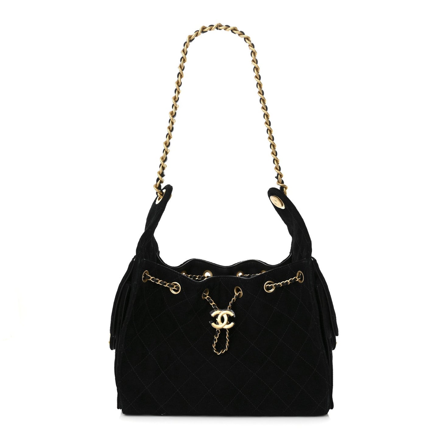 Chanel Suede Quilted Small 25 Handbag Black