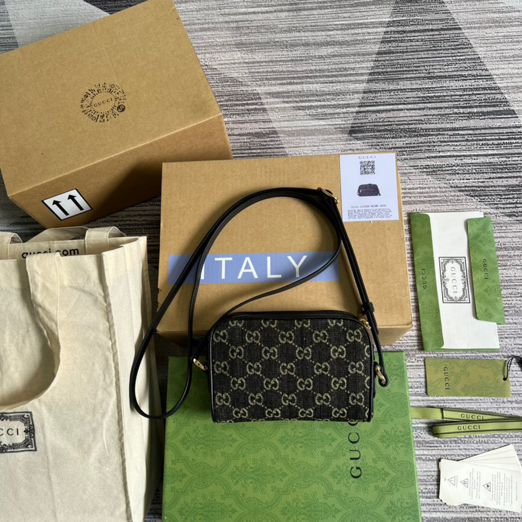 gg Ophidia gg Ivory gg Denim Black Mini Bag