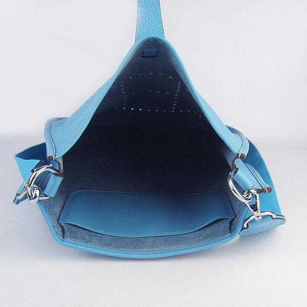 Hermes Luxury Evelyne I Handbag Light Blue Silver Travel Bag