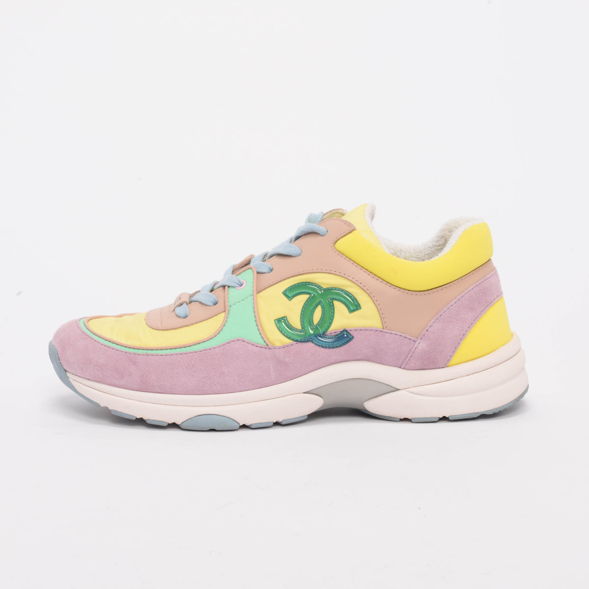 Chanel Yellow Mixed Fibers CC Trainer Sneakers 42 for Women