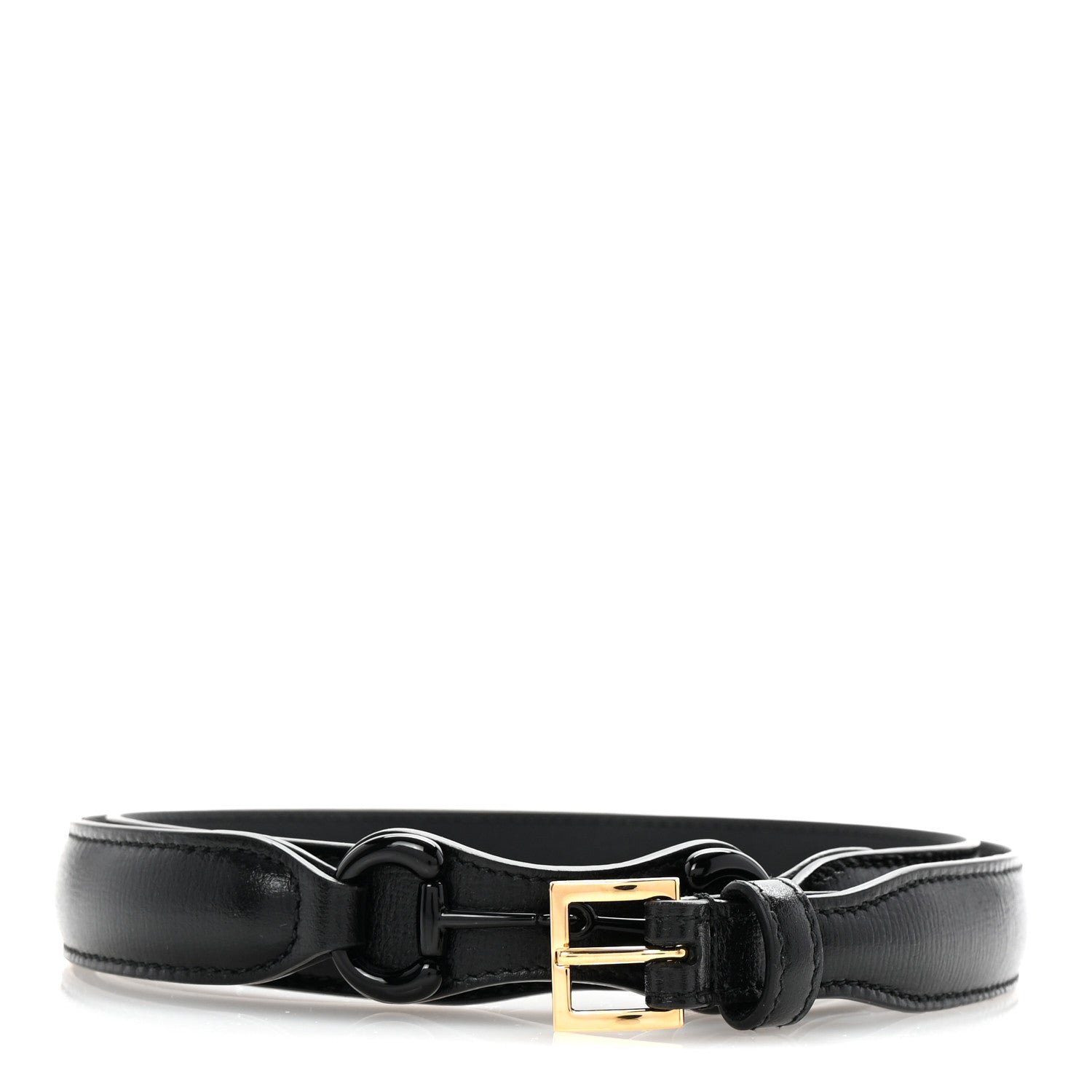 Gucci Efesto Leather Womens Horsebit 15/23mm Belt 105 42 Black