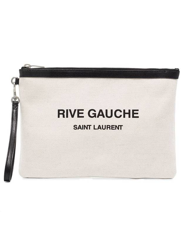 YSL Saint Laurent Saint Laurent Trending Rive Gauche Zipper Strap Canvas White Clutch Bag
