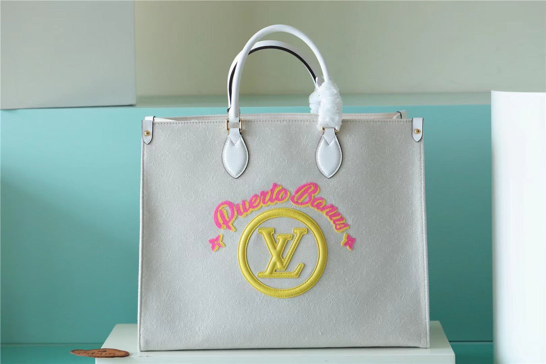 Top Quality Onthego Gm Giant And Yellow Raffia Monogram Crossbody Bag