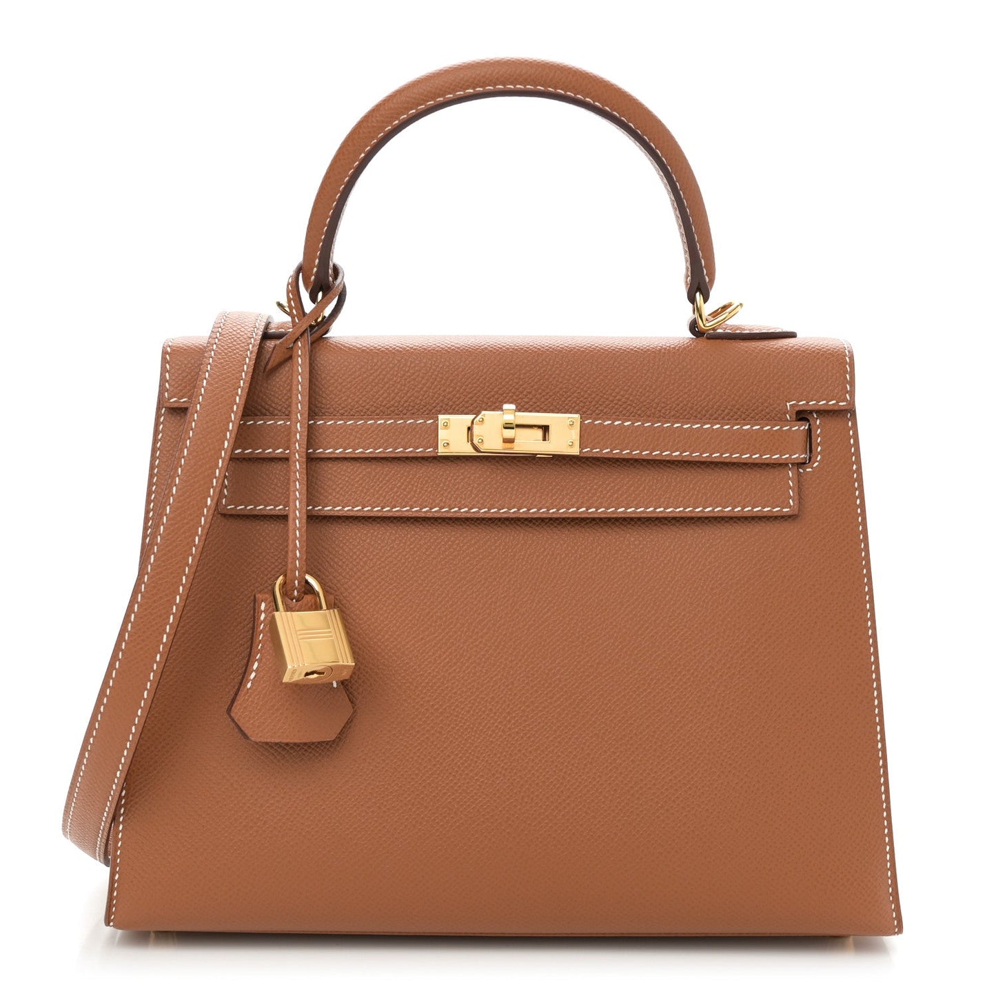 Hermes Epsom Kelly Sellier Handbag Gold Travel Bag 25 Gold 1738353