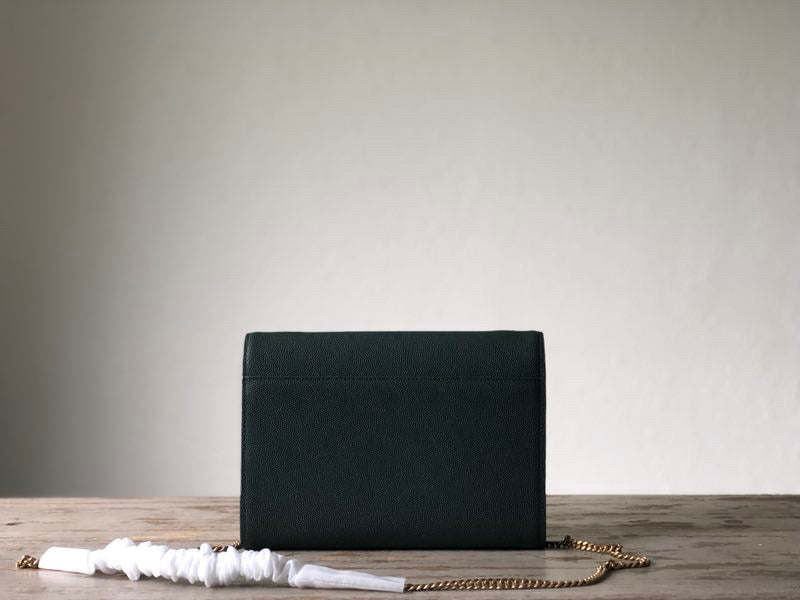 YSL Saint Laurent Cassandra -Front Dark 8.7in 22cm Green Flap Crossbody Bag