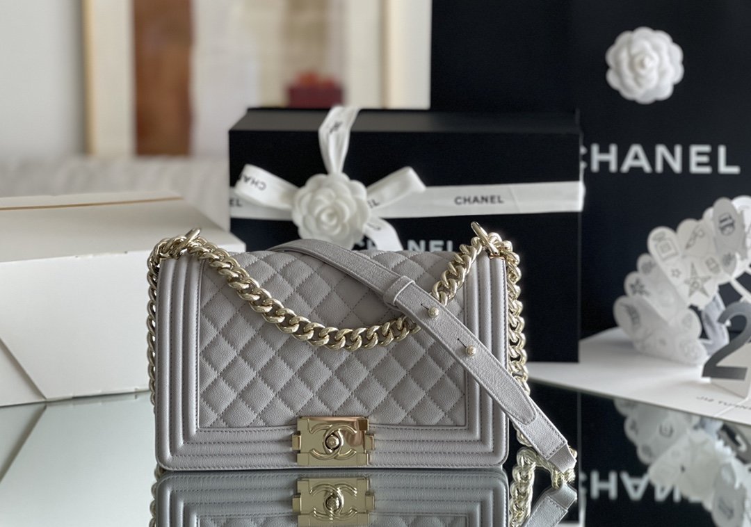 CHLMedium Classic 25cm A67086 Grey Flap Handbag