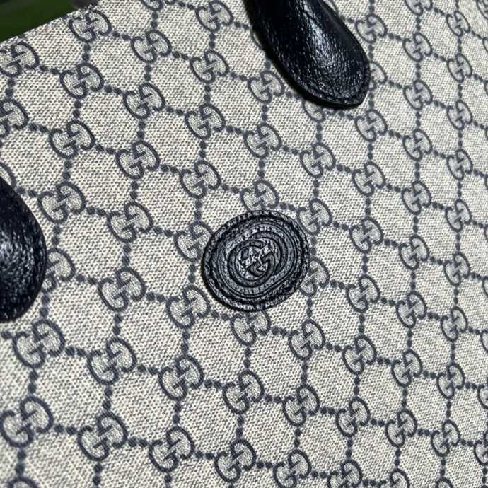 gg Interlocking G Supreme 15in Canvas Beige Blue Tote Bag