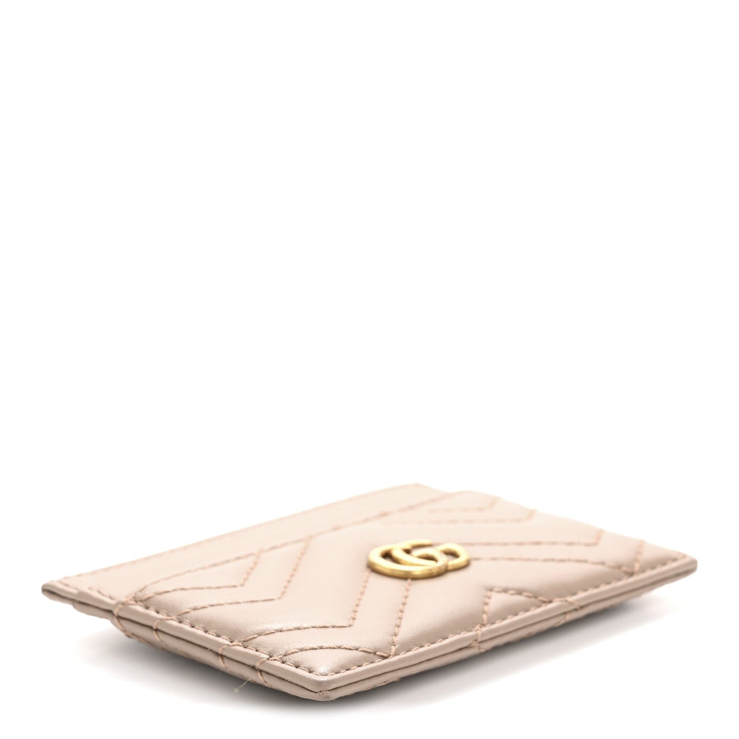 Gucci Calfskin Matelasse GG Marmont Card Holder Porcelain Rose