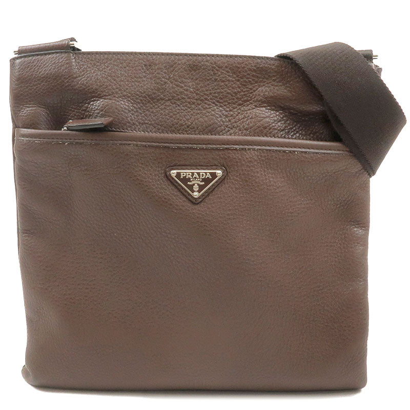 Prada Prada Leather Shoulder Bag Purse Brown 34643 3