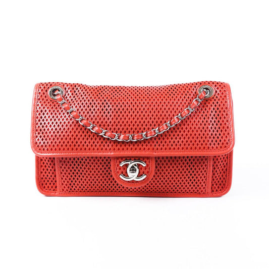 Chanel LAMBSKIN UP AIR FLAP Red Leather Shoulder Bag