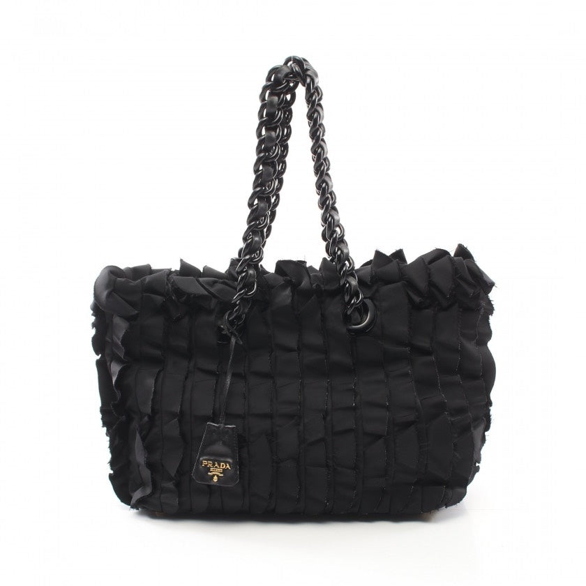 Prada Origami Tote Bag Nylon Black Chain