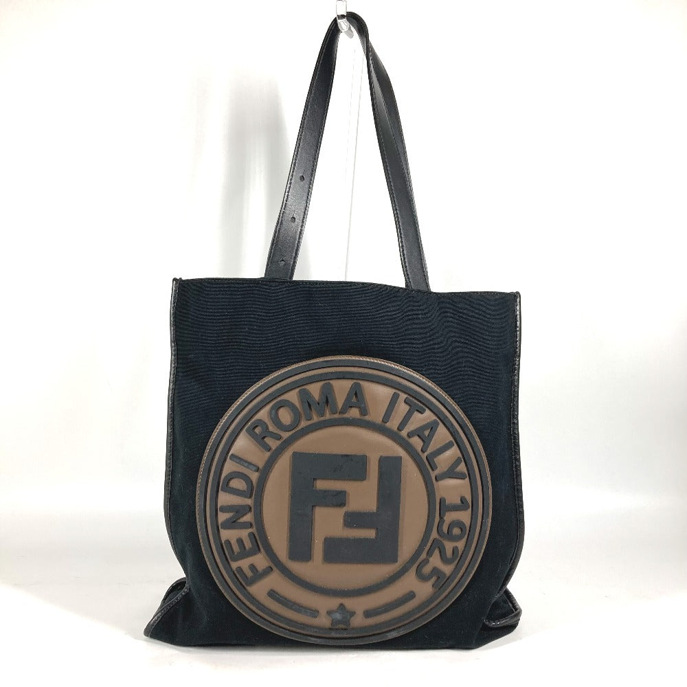 Fendi Tote Bag 7Va435 Vertical Shoulder Bag Ff Unisex Leather Canvas Black